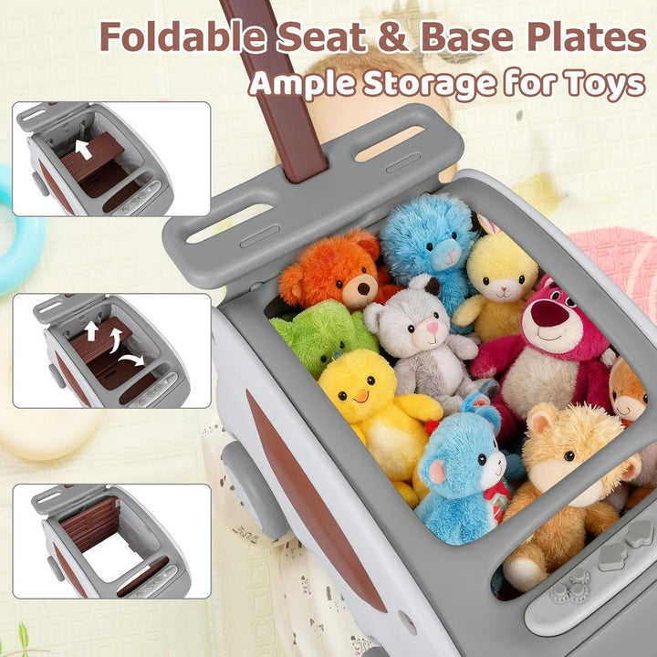 LIFEZEAL Lauflernhilfe 2-in-1 für Babys, Gehhilfe und Schiesshilfe mit klappbarem Sitz, Stauraum und