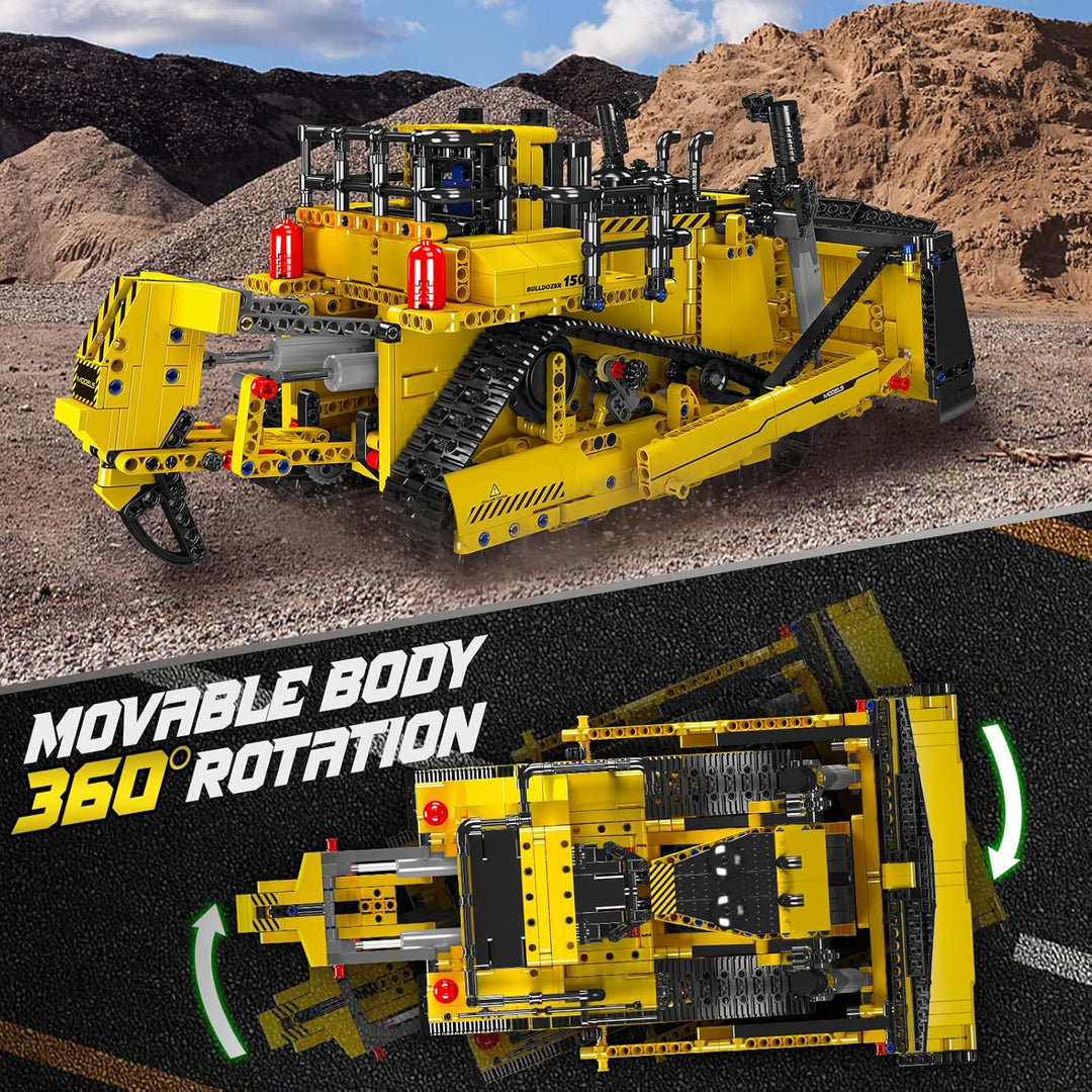Mould King Technik Bulldozer, mit ferngesteuertem Konstruktionsspielzeug, 2,4 GHz RC-Truck-Bausatz,