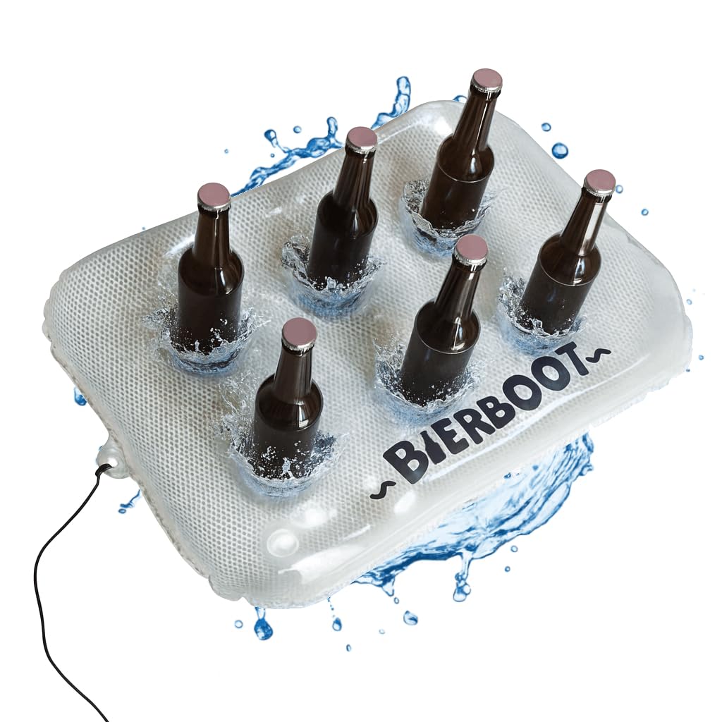 Bierboot schwimmender Getränkekühler – Aufblasbarer Getränkehalter mit 6 Haltern für SUP, Schlauchbo