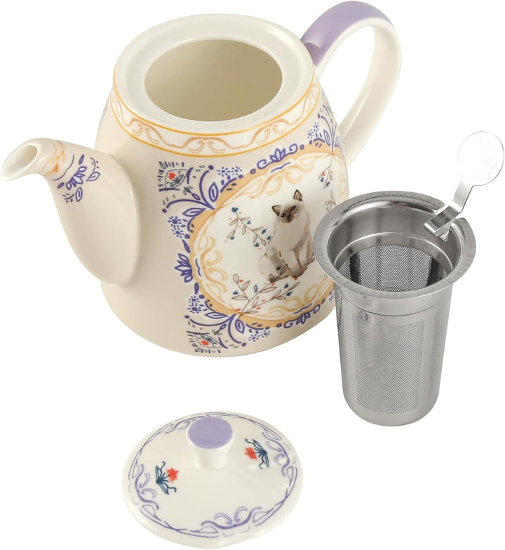 London Pottery Teekannen-Set aus Knochenporzellan, Aternoon-Teeservice für einen, Tiermuster, Teekan