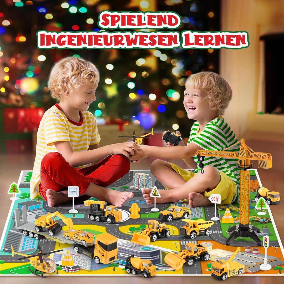 EUCOCO Adventskalender Auto Kinder 2023, Spielzeug ab 2 3 4 5 6 Jahre Junge Weihnachtskalender Kinde