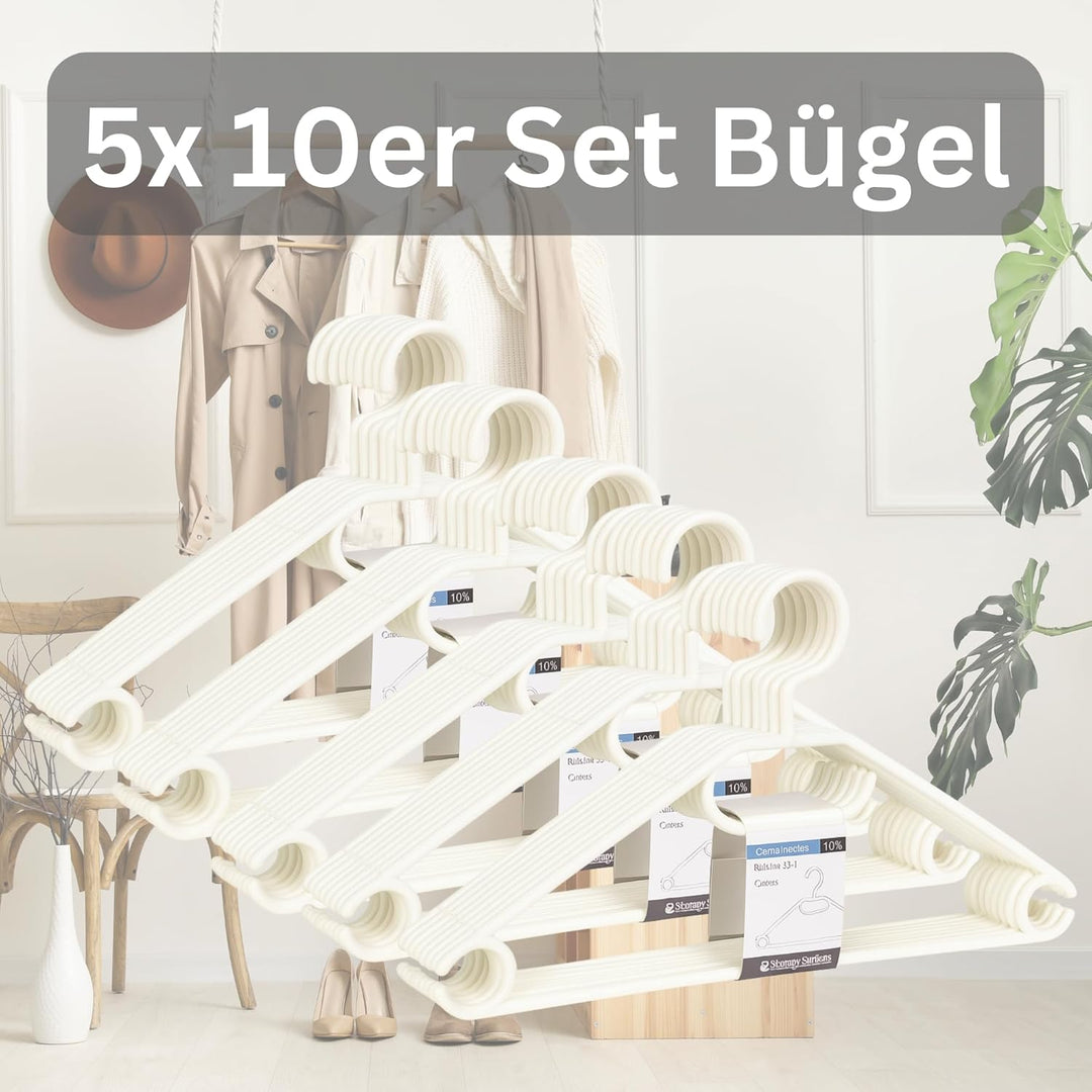 50 Kleiderbügel mit 360 Grad drehbaren Haken recycelter Kunststoff Bügel rutschfest, platzsparend, M