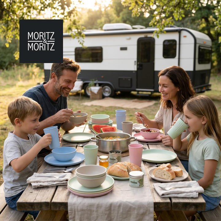 Moritz &amp; Moritz Campinggeschirr Set 12-tlg. bruchsicher für 4 Personen