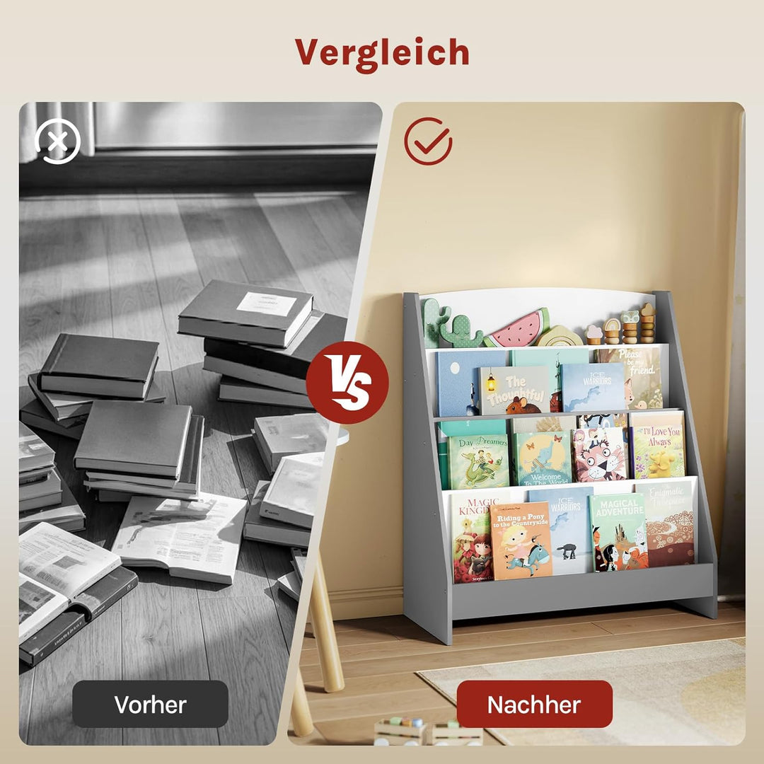 WOLTU Kinderbücherregal für Kinderzimmer Kindergarten, Bücherregal Kinder mit 4 Ebenen, Kinderregal