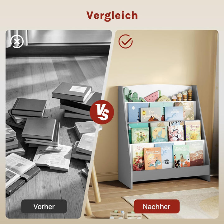 WOLTU Kinderbücherregal für Kinderzimmer Kindergarten, Bücherregal Kinder mit 4 Ebenen, Kinderregal