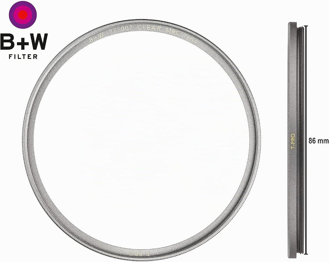 B+W 007 Schutz-Filter, Clear Filter (86mm, T-Pro, Titan-Finish, MRC Nano, 16x vergütet, super slim,