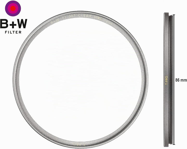 B+W 007 Schutz-Filter, Clear Filter (86mm, T-Pro, Titan-Finish, MRC Nano, 16x vergütet, super slim,