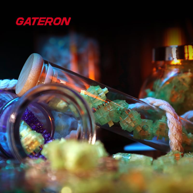 GUYEKS Gateron Luciola Keyboard Switches Linear Luminous Green RGB LED 5 Pins 55gf Pre-lubed for MX