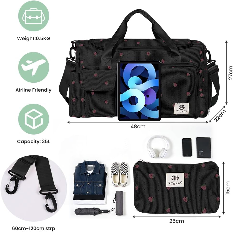 Sporttasche Damen, Sporttasche Kinder, Faltbare Reisetasche Weekender mit Schuhfach Nassfach, Reiset