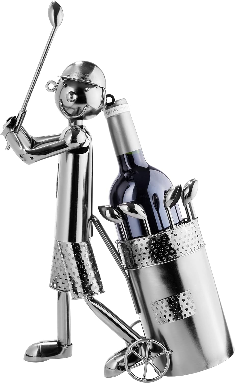 BRUBAKER Flaschenhalter Golfspieler beim Abschlag Metall Skulptur Geschenk mit