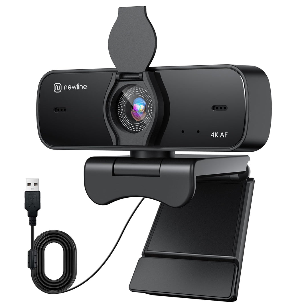 N newline Webcam 4k 30FPS PC Kamera mit 2 Mikrofon mit Sony Sensor, Aktualisiert Autofokus, Lichtkor