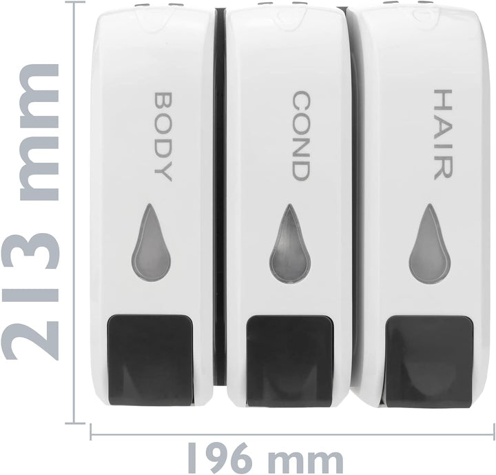 PrimeMatik - Seifenspender für Dusche und Wandhalterung. 3 x nachfüllbarem Pumpe Einzelspender