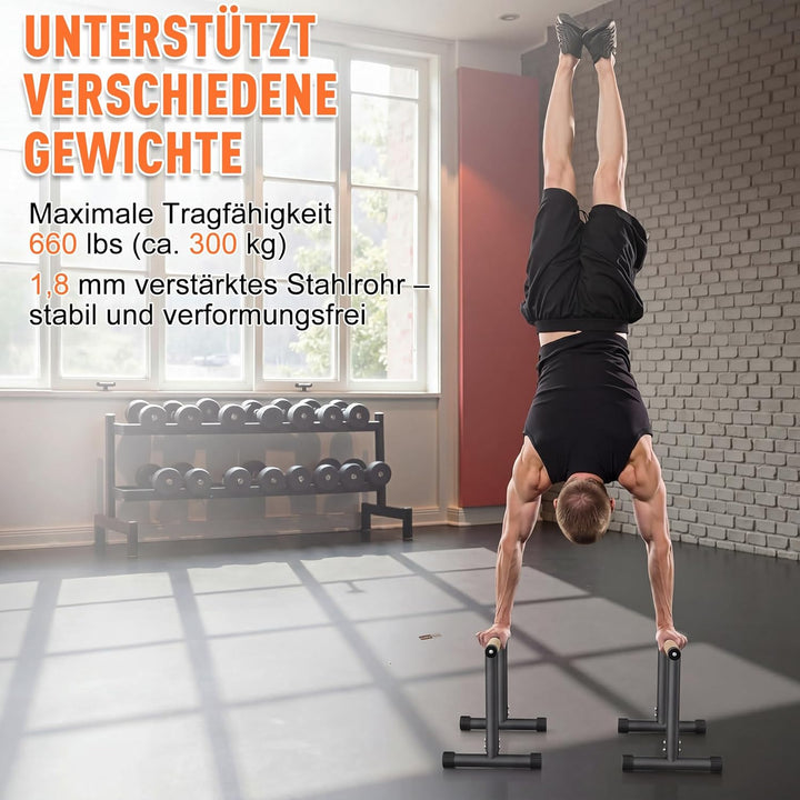 Parallettes, 32.5cm hoch – Push Up Bar & Dip Barren – Rutschfeste Liegestützgriffe aus Holz – Calist