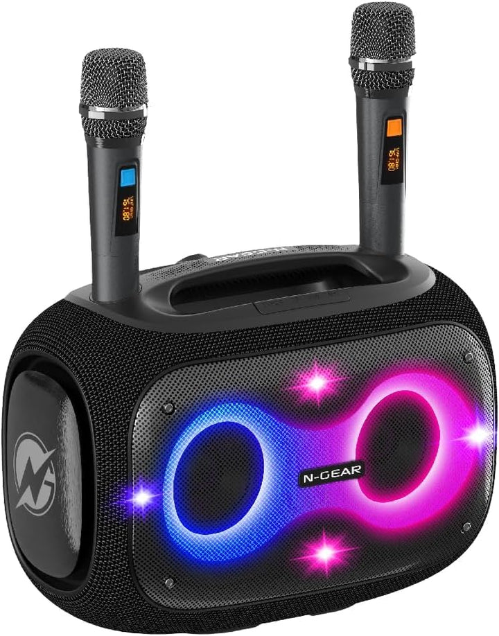 N-Gear NRG 600 Bluetooth Lautsprecher Musikbox - Partybox Bluetooth und Karaoke Maschine mit 2 Mikro