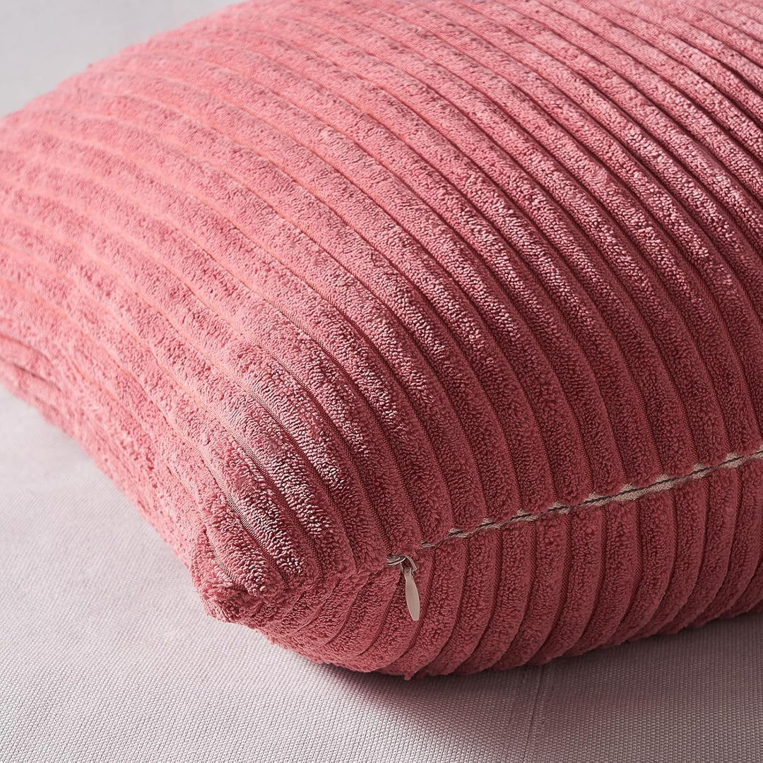 Topfinel Kissenbezug 50x50 cm rosa 4er Set Kordsamt Kissenbezüge Kissenhülle Dekokissenbezug sofakis