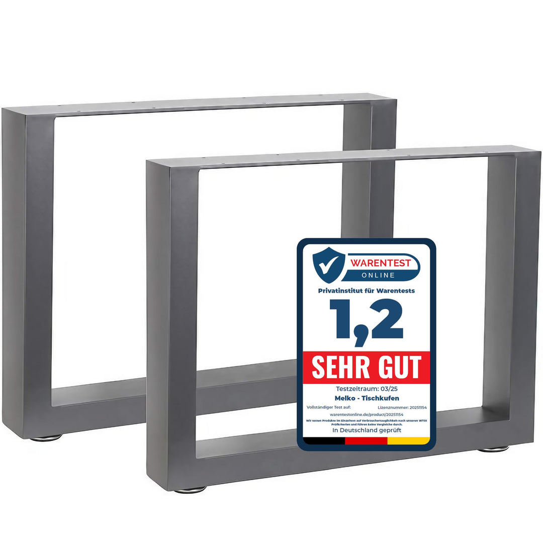 Melko 2X Tischkufen aus Vierkantprofilen 64 x 40 cm Tischgestell Industriedesign Tischuntergestell T