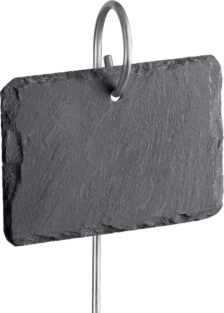 GardenMate® 10er Set Schilder aus Schiefer mit Metallstab 55cm - Stil, 10er Set Pflanzenschilder, Na