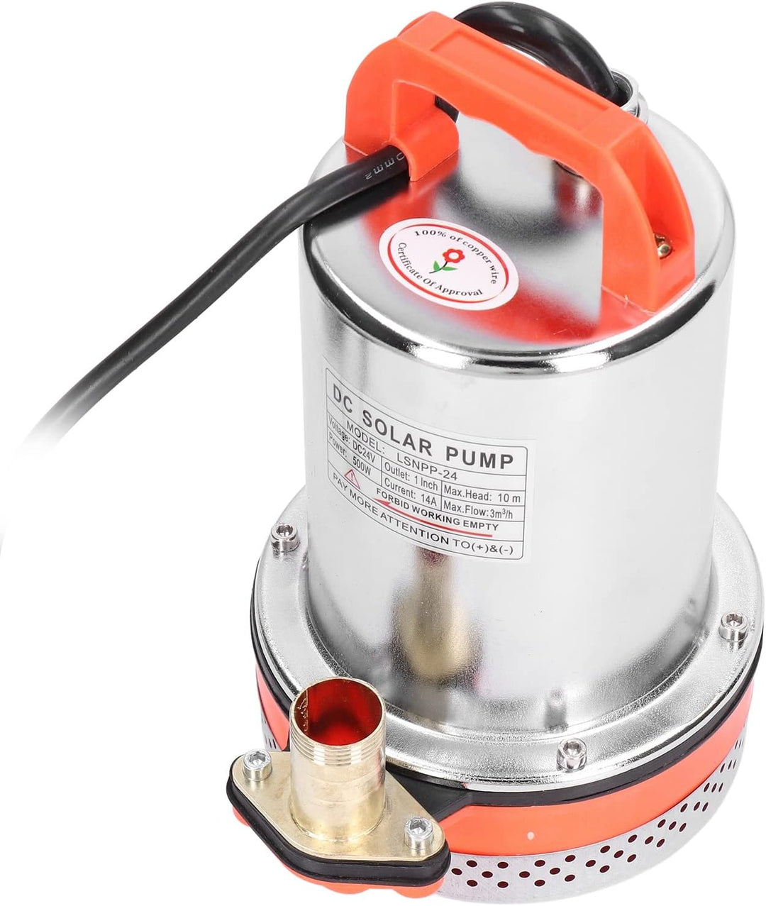DC 24V 500W Tauchpumpe mit Edelstahlgehäuse – Solar- & Brunnenpumpe mit Vollkupfermotor für Garten,