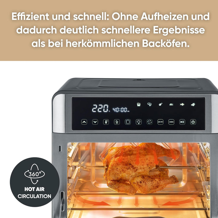 SEVERIN 2-in-1 Toastofen & Heissluftfritteuse, Air Fryer, 25 L, mit LED-Display, Timer & 12 Auto-Pro