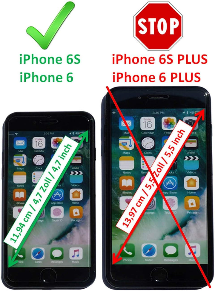 ICARER Tasche passend für Apple iPhone 6S und iPhone 6 (4,7 Zoll), Case Aussenseite aus Echt-Leder,