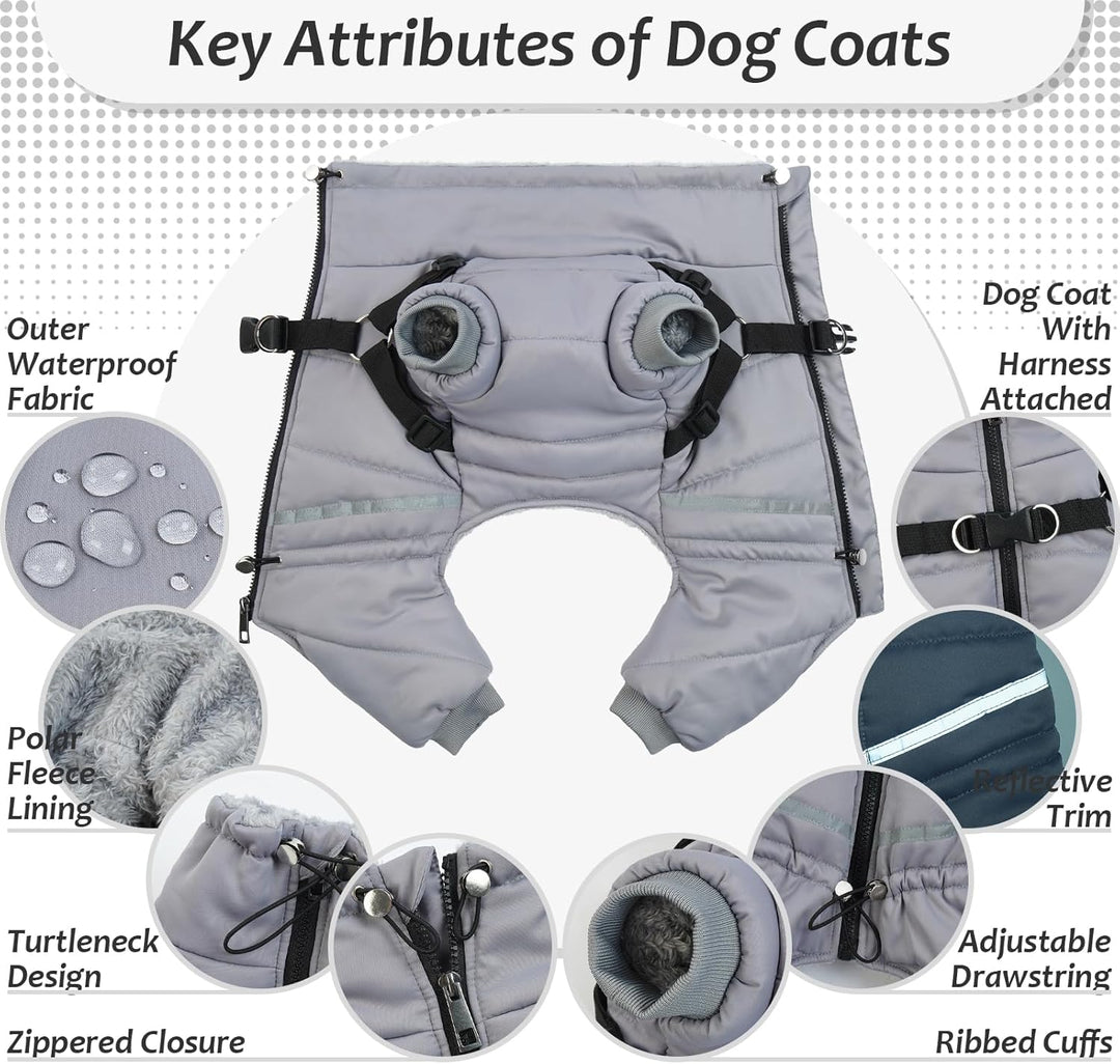 Hjyokuso Wasserdichter Hundemantel, Hundejacke mit Geschirr, Wintermantel Hund für kleine Mittel Gro