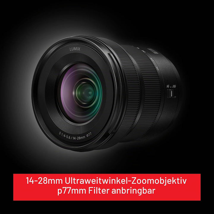 Panasonic Lumix S-R1428E Objektiv, Lumix S Objektiv, 14–28 mm Brennweite, F4-5.6 Blende, ideal für V