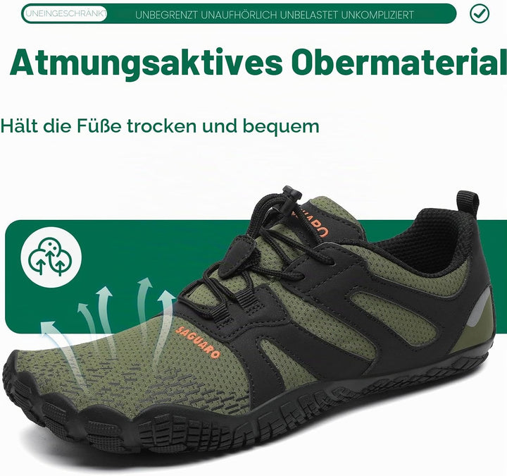 SAGUARO Herren Damen Barfussschuhe Atmungsaktiv Traillaufschuhe rutschfeste Fitnessschuhe 36 EU Arme