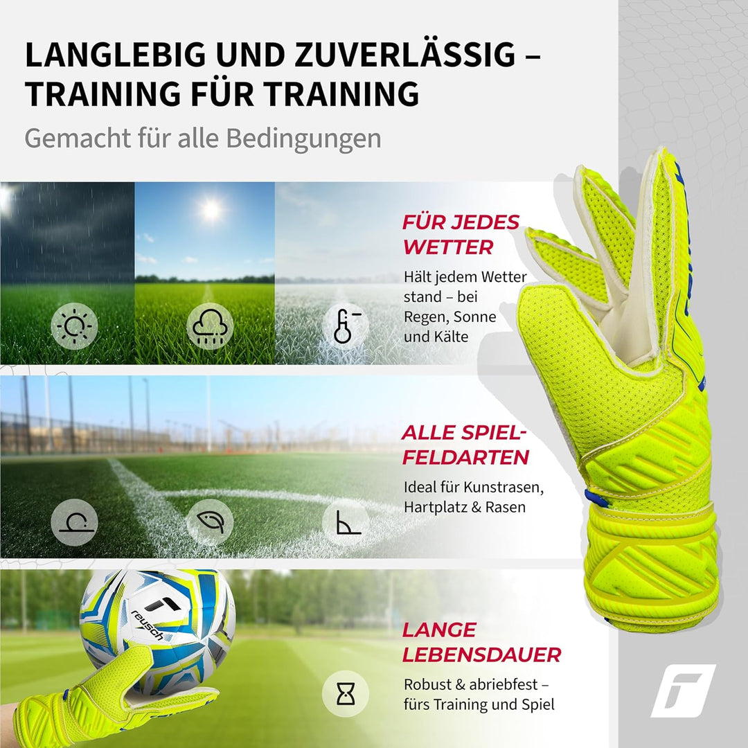 Reusch Jungen Attrakt Junior Unisex Torwarthandschuhe mit Aussennaht Schnitt und Solid Belag, Geeign