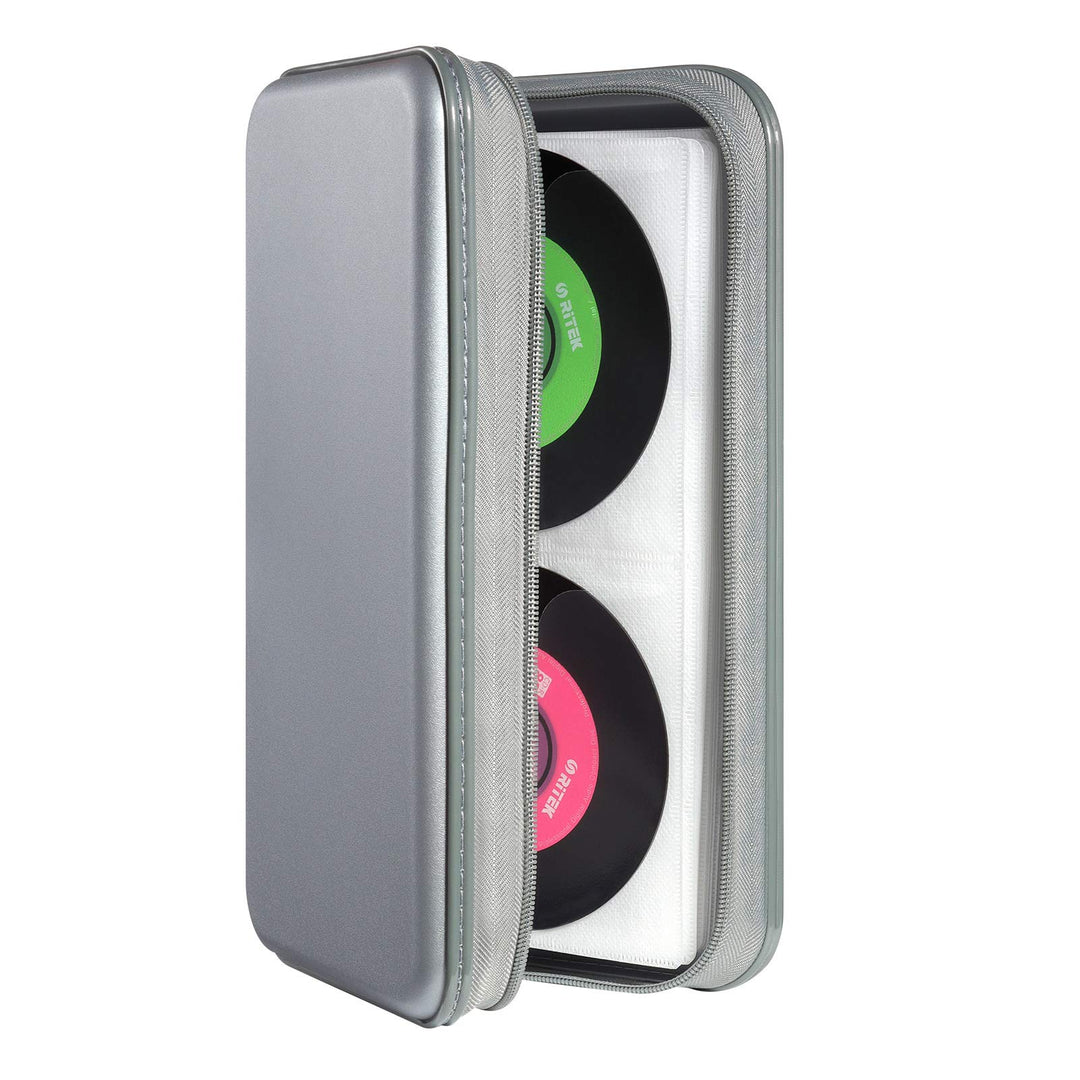 UENTIP CD-Hülle mit 48 Kapazitäten, tragbare DVD-Hülle aus Hartplastik, CD-Organizer, Brieftasche, s