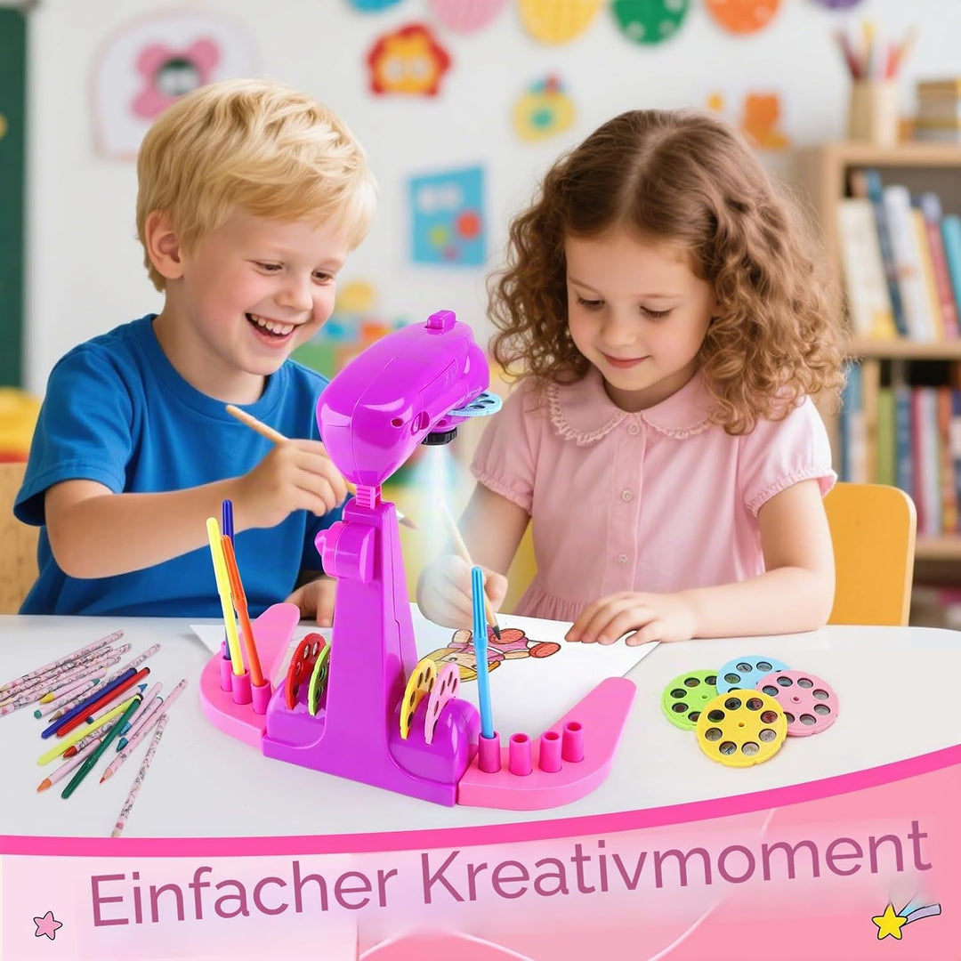 Sumsoltic Geschenk Mädchen Zeichenprojektor für Kinder Mit Wasserfarbenstifte, Einhorn-Malbuch, Zeic