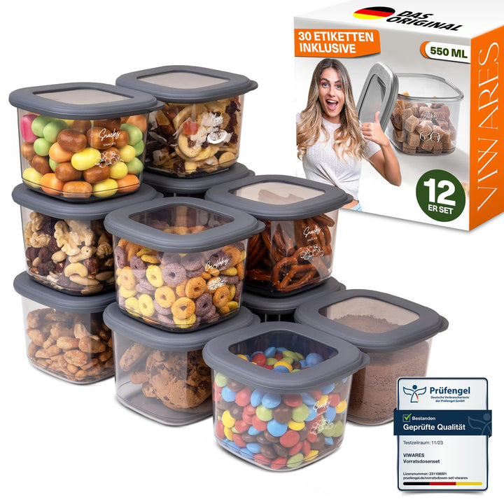 Viwares Vorratsdosen mit Deckel Luftdicht| 12er Vorratsbehälter Set | BPA-FREI | Zur Müsli Mehl und