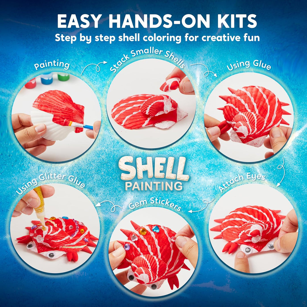 Klever Kits Shell Painting Muscheln Zum Bemalen Kinder Set,Kreatives für Mädchen,DIY Bastelset Set,B
