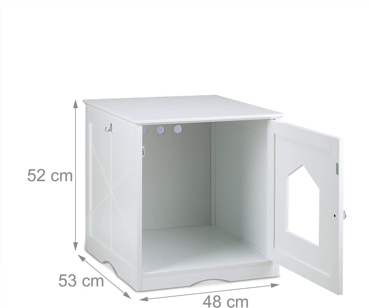 Relaxdays Katzenschrank, grosser Eingang, Magnettür, Rückseite mit Luftlöchern, HBT: 52 x 48 x 53 cm