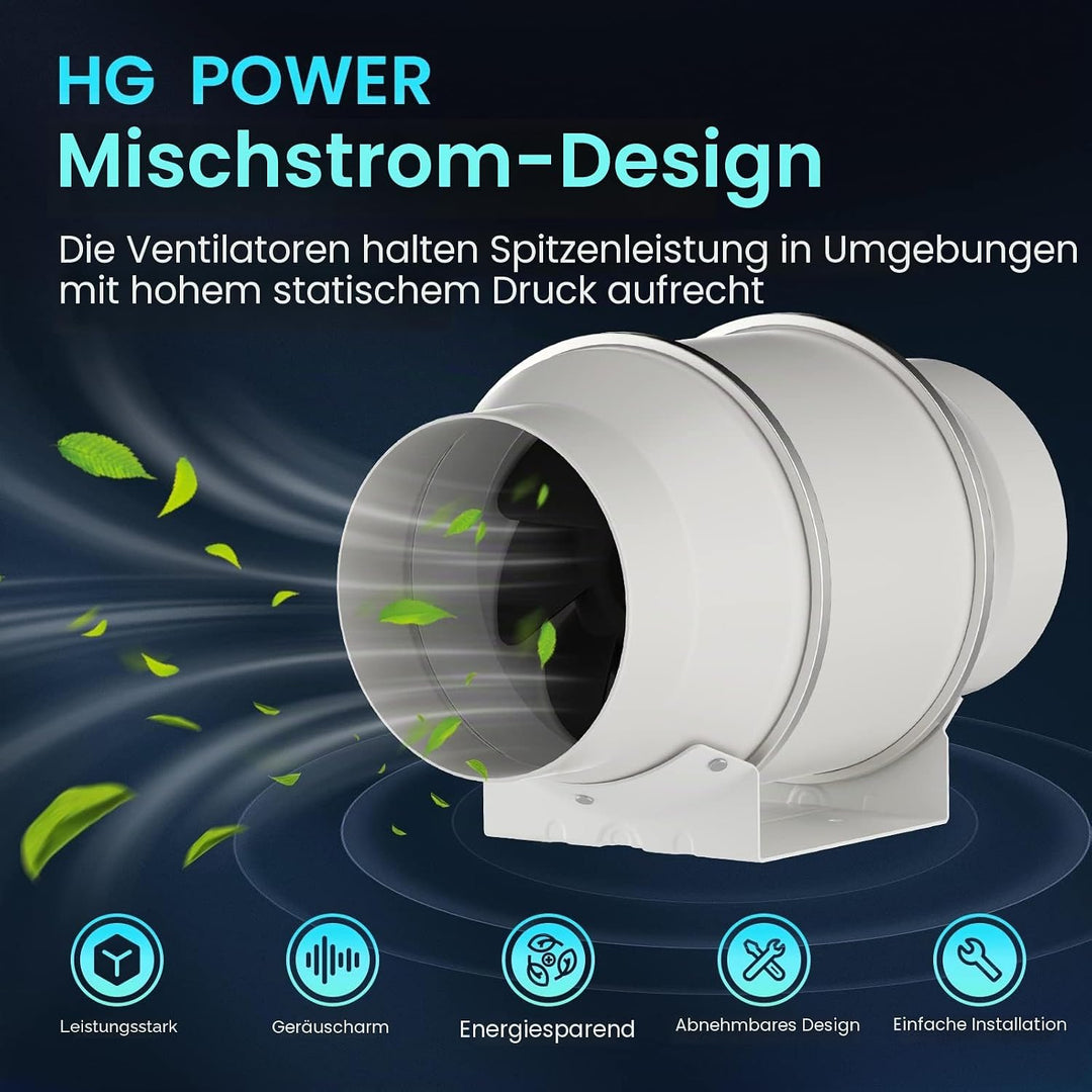 HG Power Inline-Kanalventilator, 15,2 cm, Belüftung mit variabler Geschwindigkeitskontrolle, Abluftv