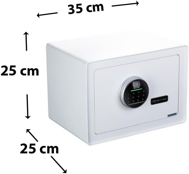 Genie Hand | Digitaler Safe mit Fingerabdruck und Schlüssel, Touchscreen, Anti-Bounce Sicherheitssys