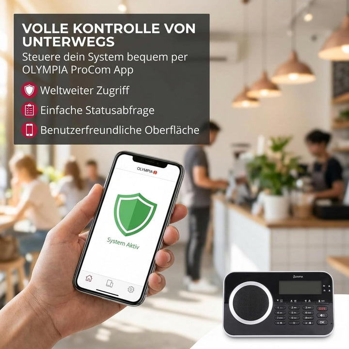 OLYMPIA Protect 9761 GSM Haus Alarm Alarmanlagen-Set mit 4 Tür-/Fensterkontakten 1 Bewegungselder un