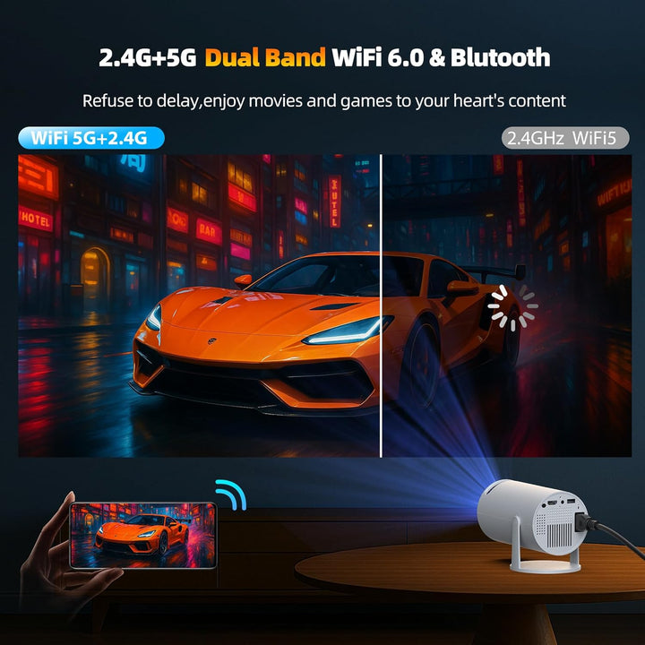 Mini Beamer 4K Projektor, Android TV 11.0 Tragbarer Projektor, Smart Projector mit WiFi 6 & Bluetoot