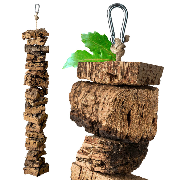 Kette zum Knabbern aus Korkrinde | 60cm | Spielzeug für Vögel | Naturmaterial Kork
