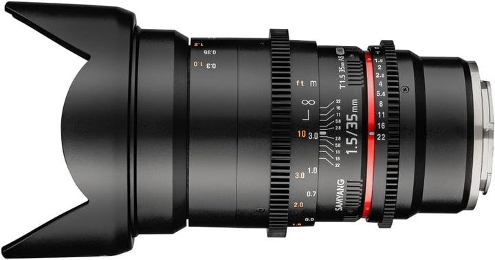 Samyang 7811 35/1,5 Objektiv Video DSLR II Sony E manueller Fokus Videoobjektiv 0,8 Zahnkranz Gear,