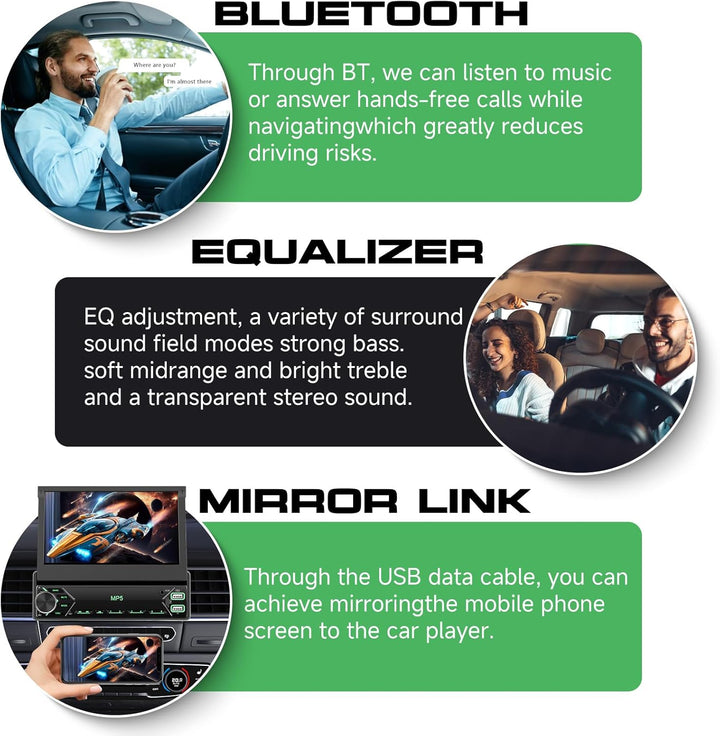 DAB Autoradio 1 Din mit 7 Zoll Bildschirm Ausfahrbar, Hodozzy 1 Din Flip Out Touchscreen Autoradio m