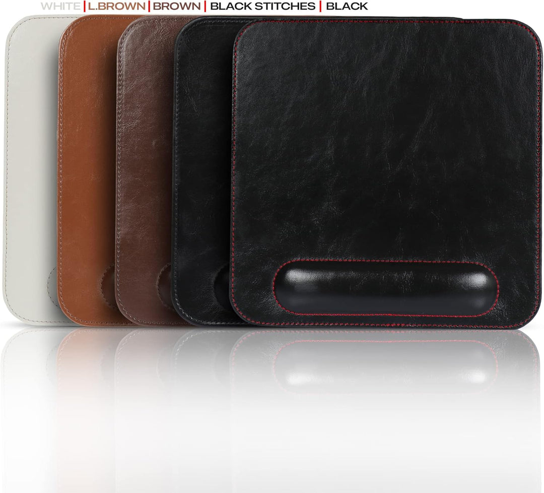 Londo Leder Mouspad mit Handgelenkauflage - Rutschfesten Unterseite, Glatte Oberfläch Hellbraun, Hel