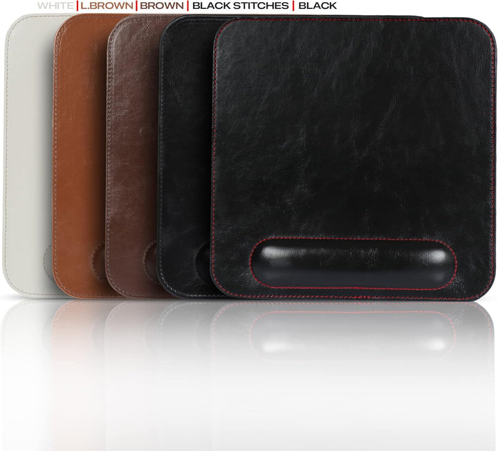 Londo Leder Mouspad mit Handgelenkauflage - Rutschfesten Unterseite, Glatte Oberfläch Hellbraun, Hel