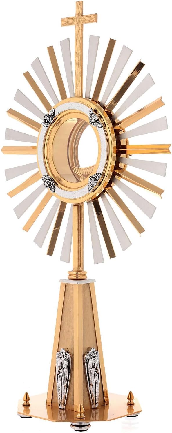 Holyart Achteckigen-Basis Monstranz, 40 cm (15.7 inc.), Inner diameter: 9.5 cm