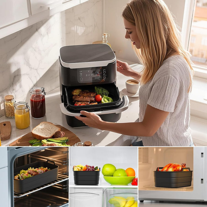 Airfryer Zubehör für Ninja Foodi Flexdrawer AF500EU (3 Stück), Collapsible Silikonform für Heissluft