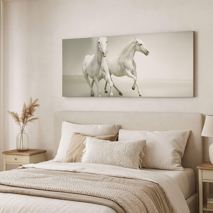Wandbilder Dekoration Wohnzimmer Tiere araber pferd bauernhof Panorama Bilder auf Leinwand 120x50cm