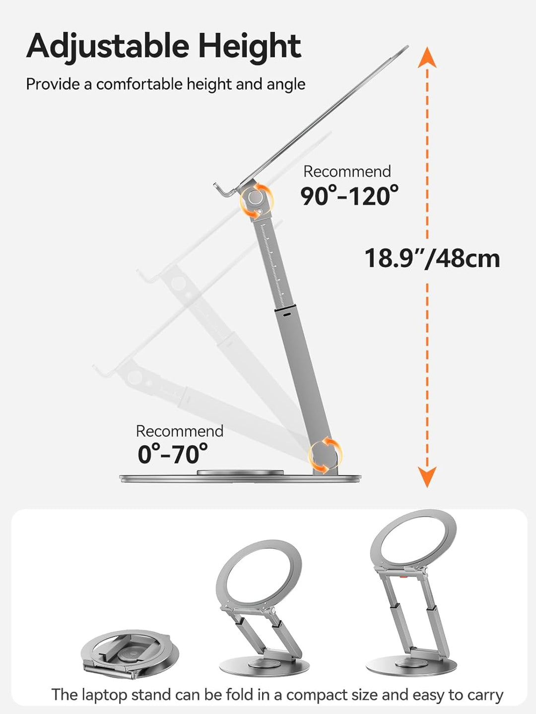 Anifrim 360° Drehbarer Laptop Ständer, Ausziehbar und Höhenverstellbar, Ergonomischer Laptophalter f