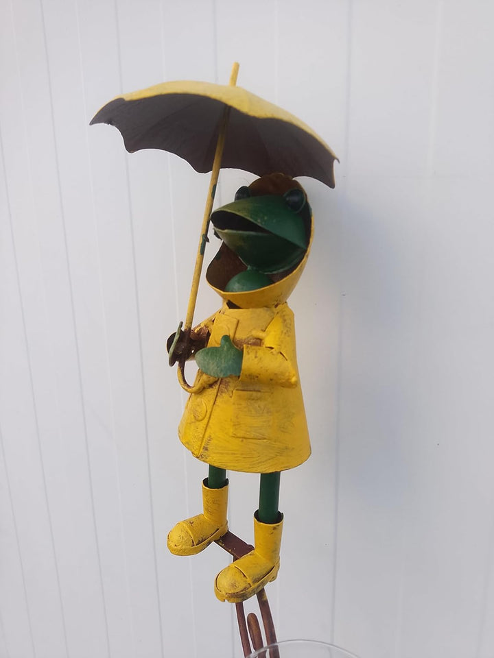 Generisch Regenmesser Frosch Handarbeit 157,5cm Metall Garten Dekoration