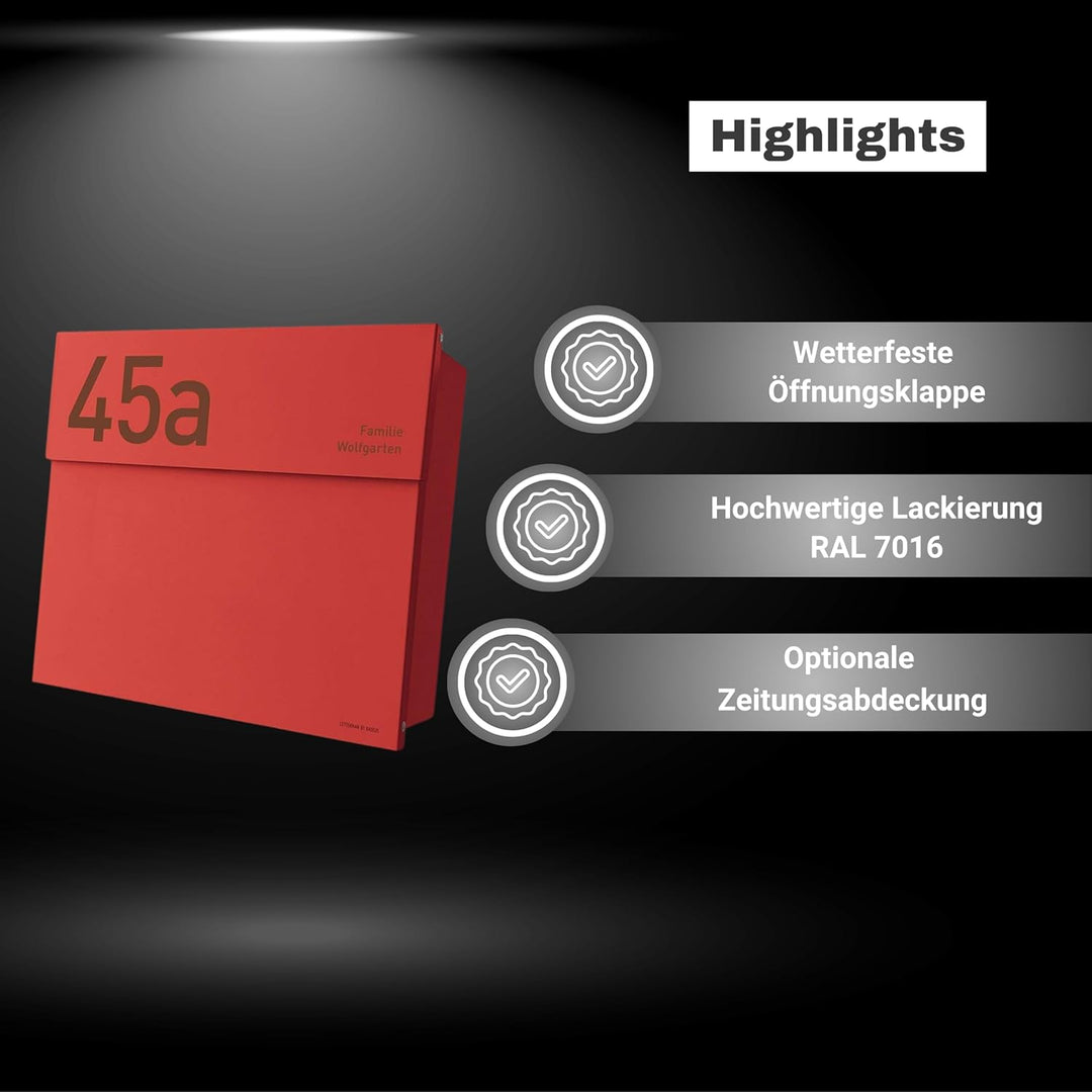 Radius Briefkasten Letterman 4 rot Wandbriefkasten 560r