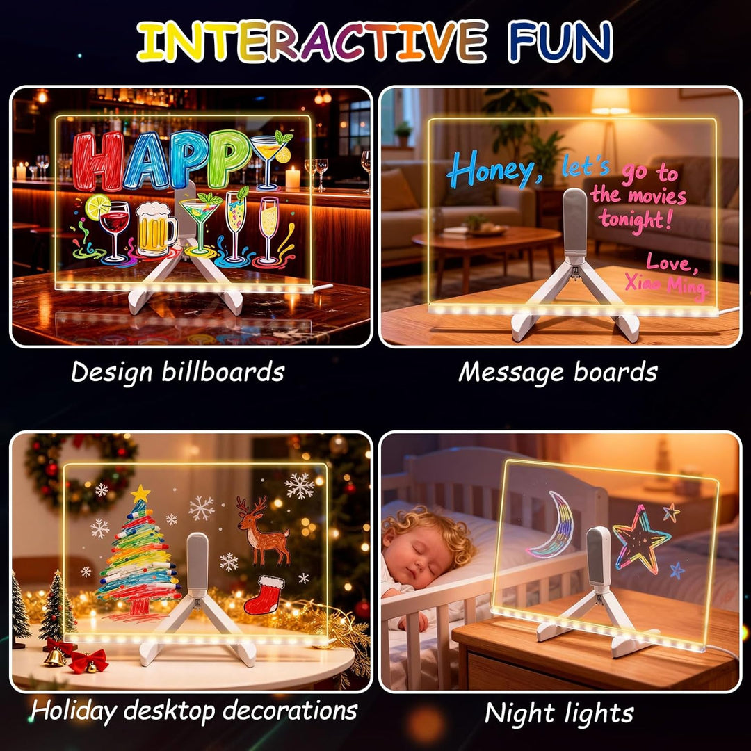 LED Notiztafel mit Farben, Nachrichtentafel Mit LED-Leuchten, Transparente Acryl Tafel Notiztafel Ab