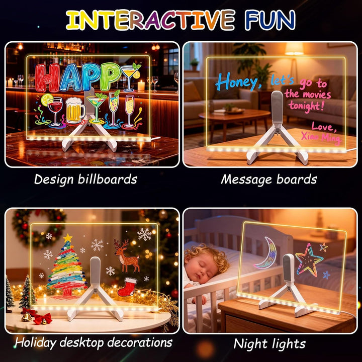 LED Notiztafel mit Farben, Nachrichtentafel Mit LED-Leuchten, Transparente Acryl Tafel Notiztafel Ab